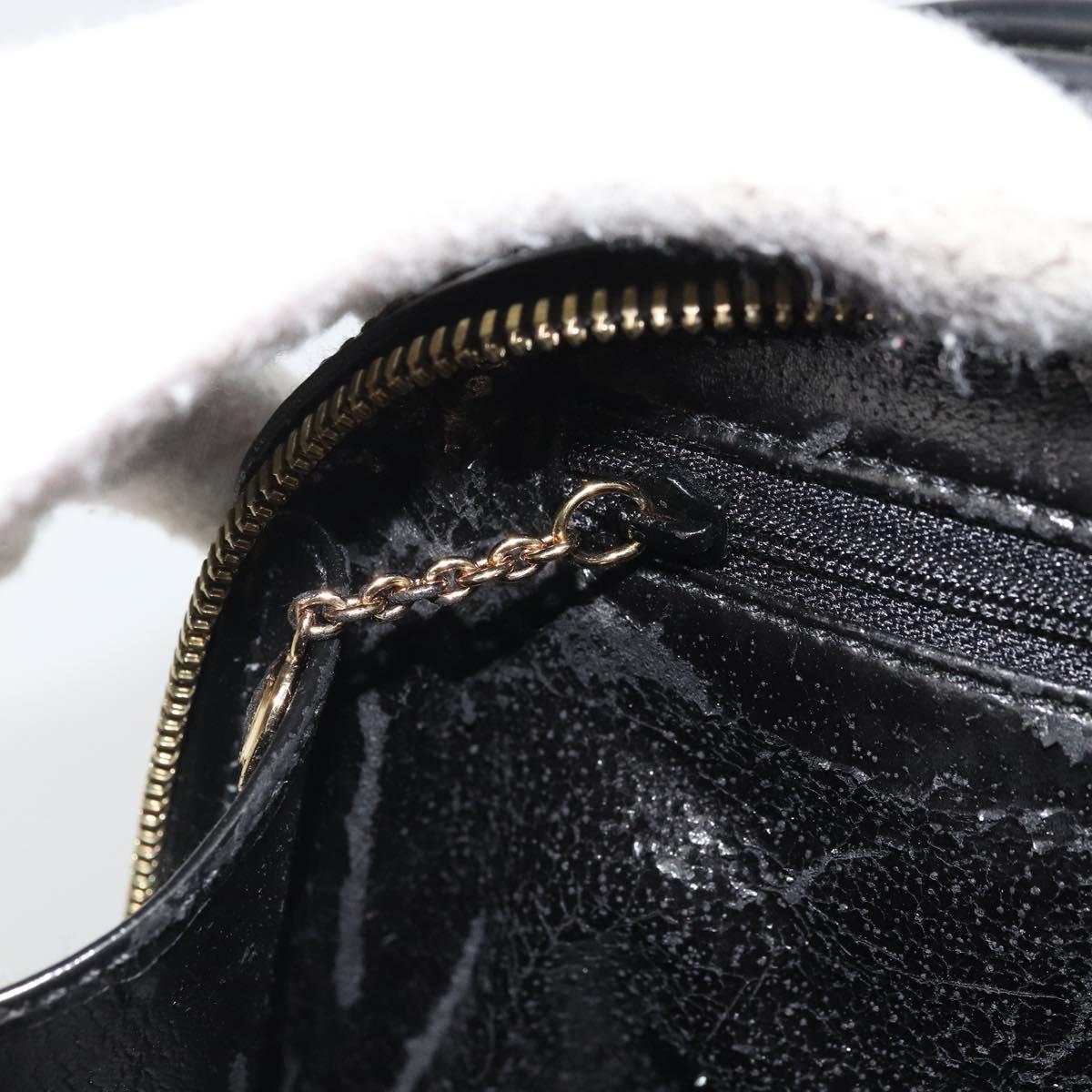 GUCCI Tote Bag Patent leather Black Gold Auth bs34437