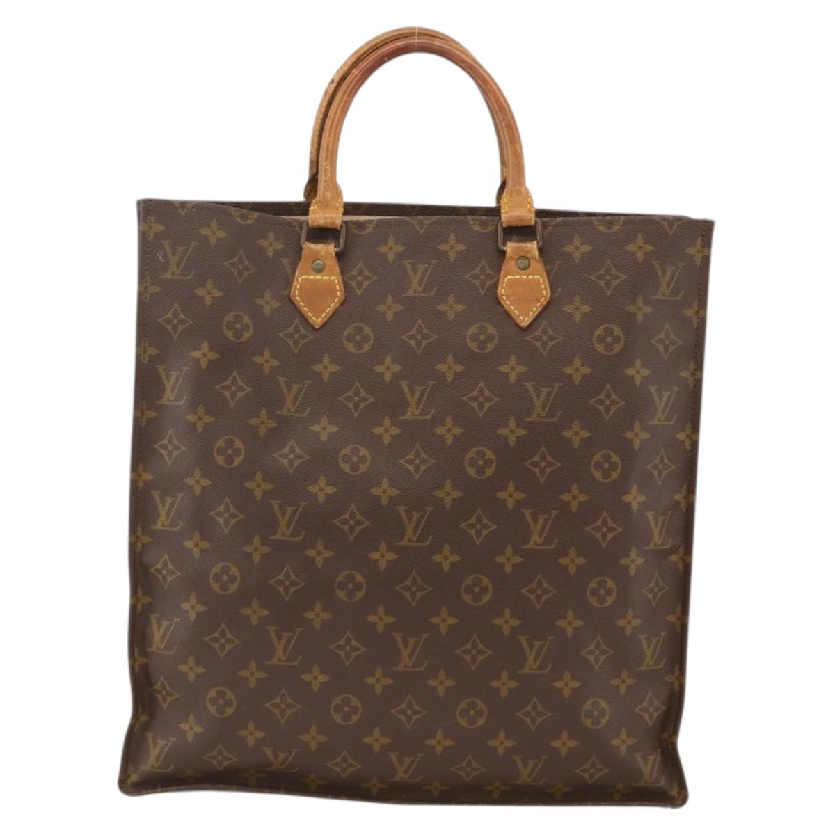 LOUIS VUITTON Monogram Sac Plat Hand Bag M51140 LV Auth bs34440