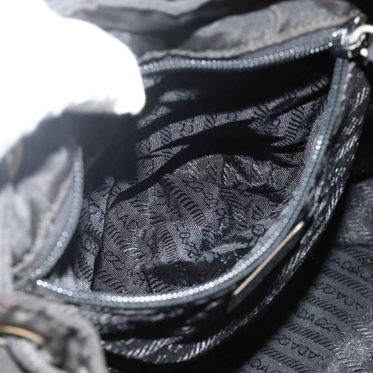 PRADA Backpack Nylon Black Silver Auth bs34471