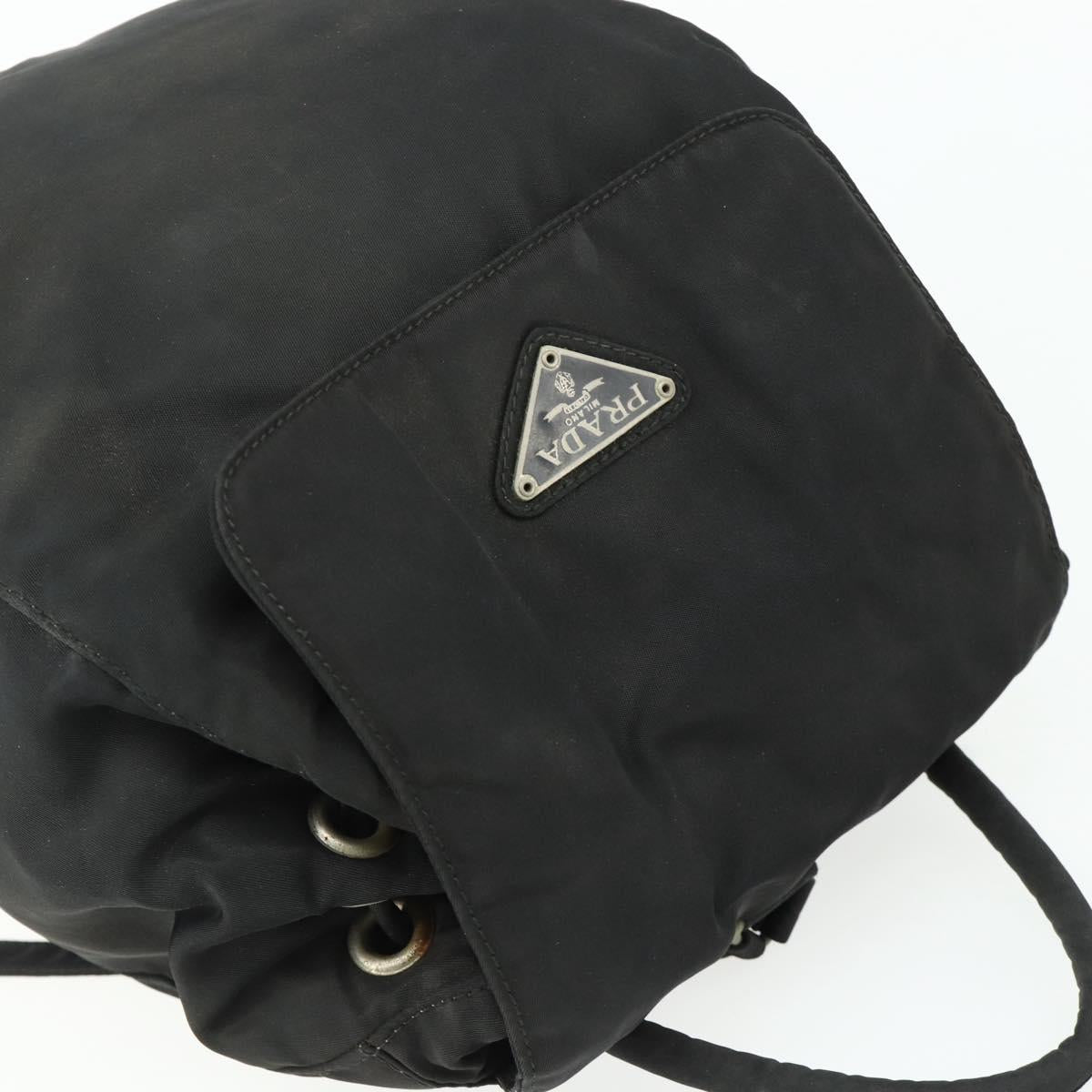 PRADA Backpack Nylon Black Silver Auth bs34471