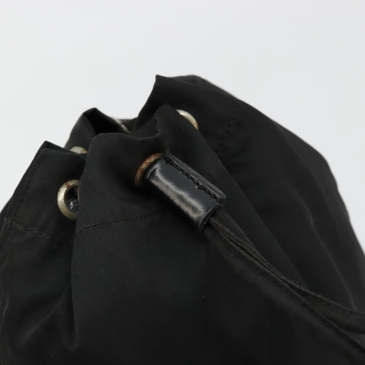 PRADA Purse Pouch Nylon Black Silver Auth bs34472