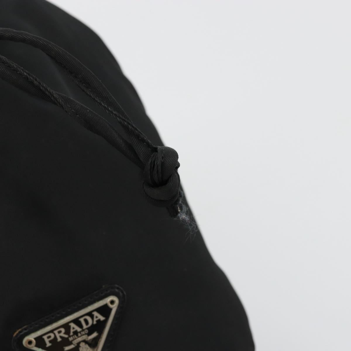 PRADA Purse Pouch Nylon Black Silver Auth bs34472