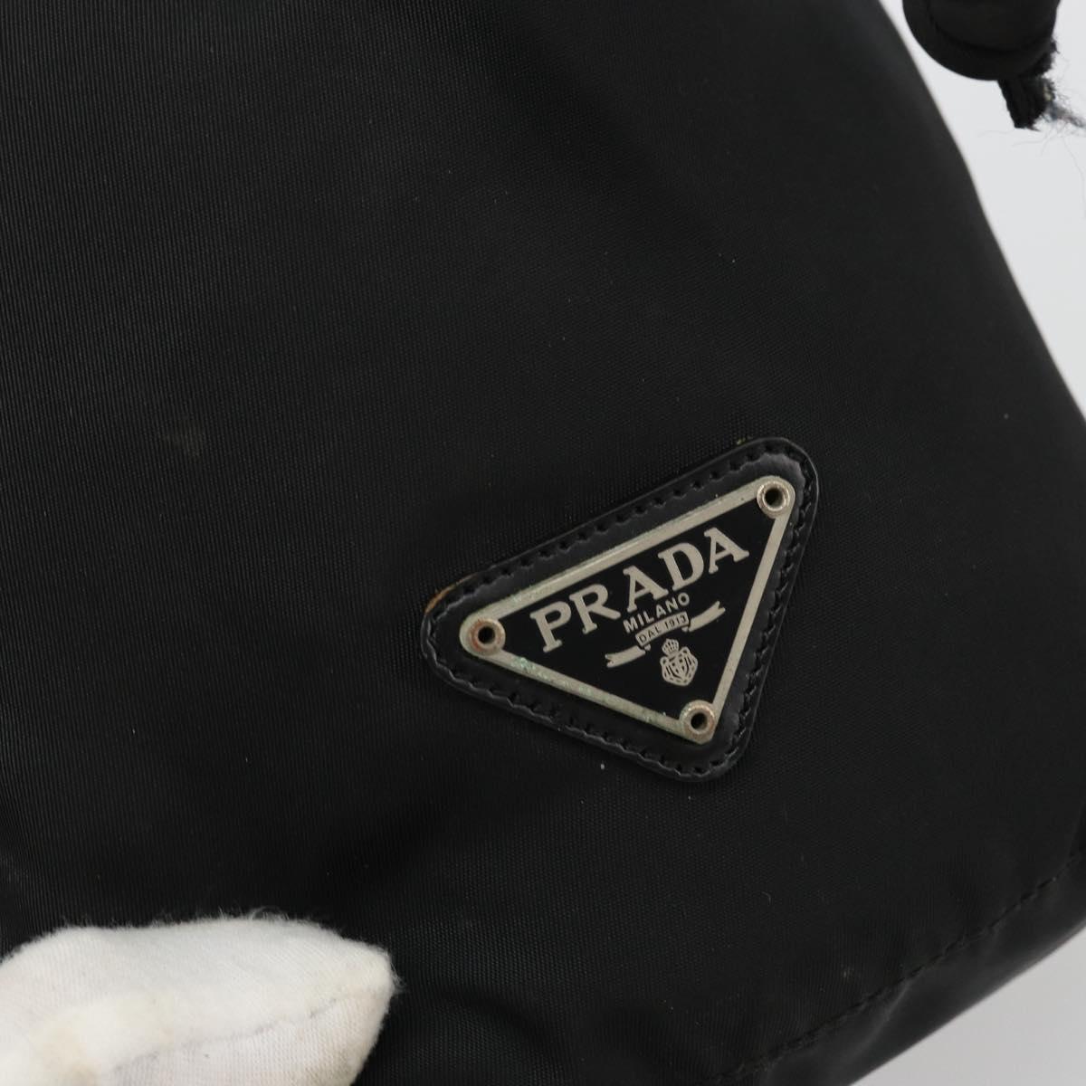 PRADA Purse Pouch Nylon Black Silver Auth bs34472
