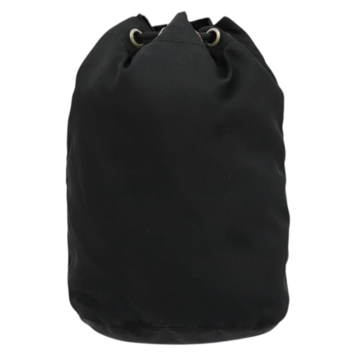 PRADA Purse Pouch Nylon Black Silver Auth bs34472