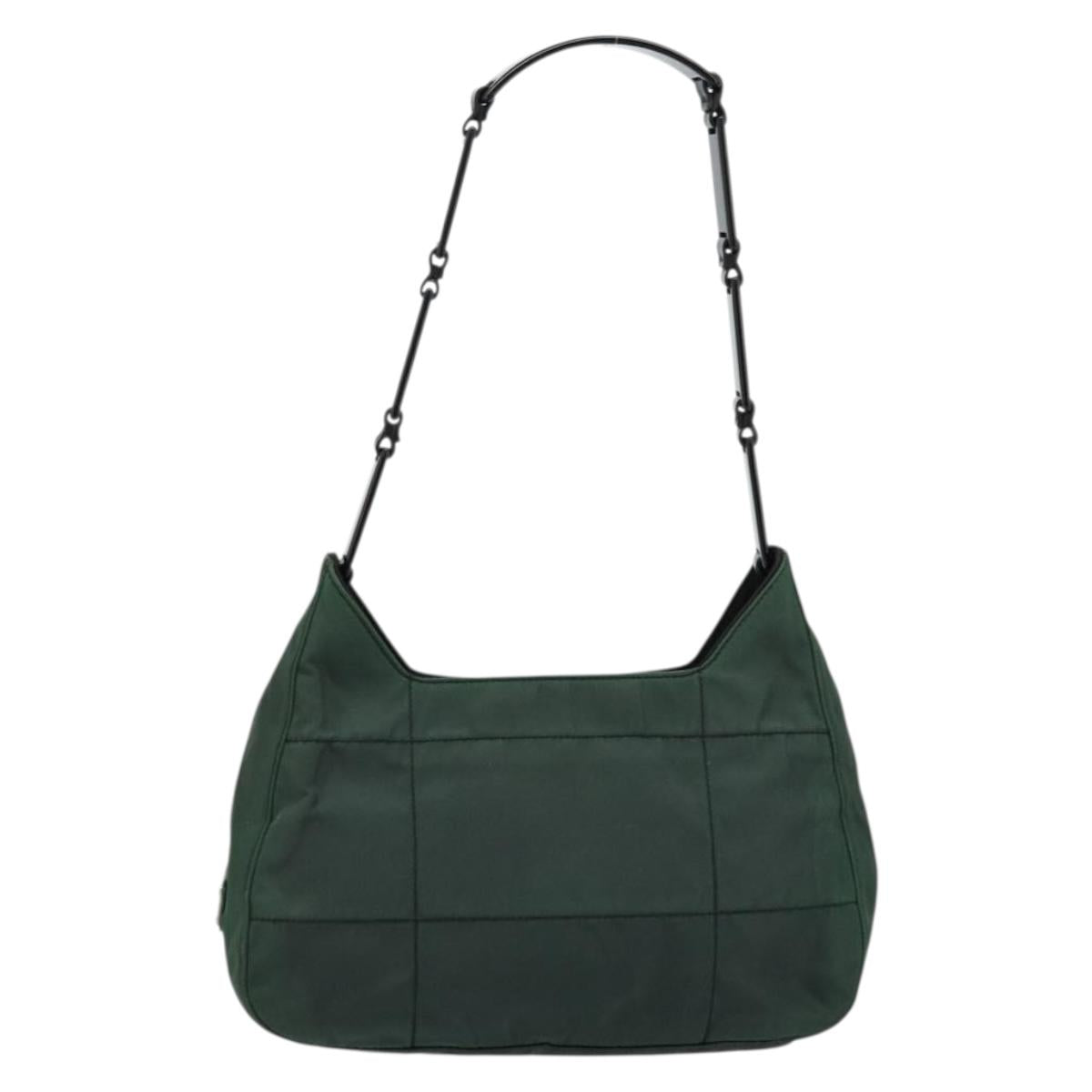 PRADA Shoulder Bag Nylon Green Silver Auth bs34473