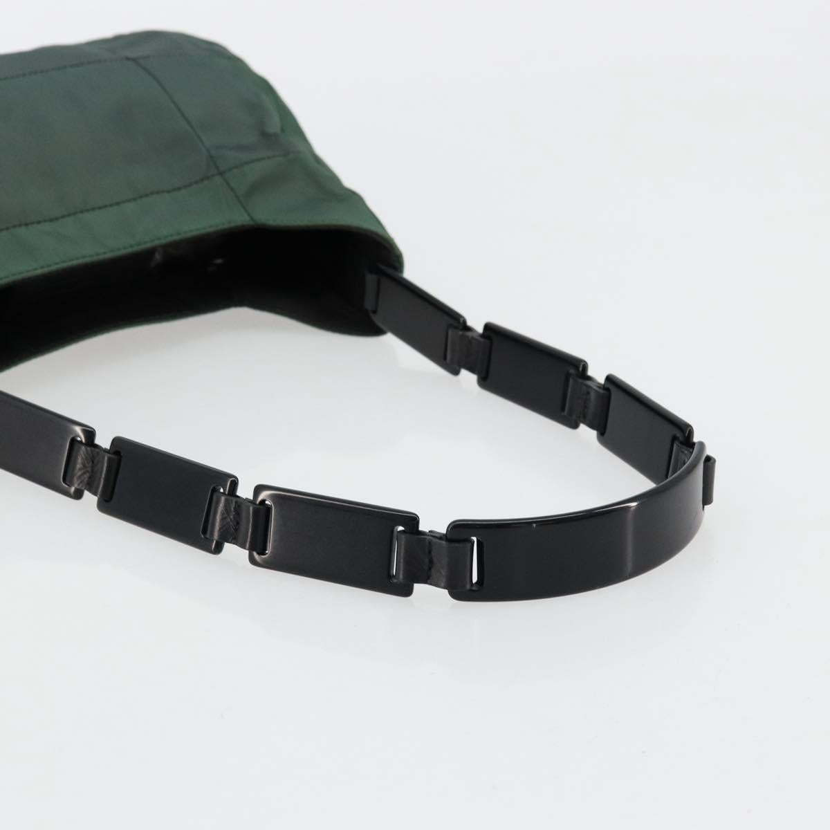 PRADA Shoulder Bag Nylon Green Silver Auth bs34473