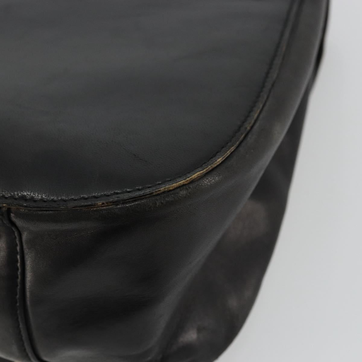 PRADA Hand Bag Leather Black Gold Auth bs34475