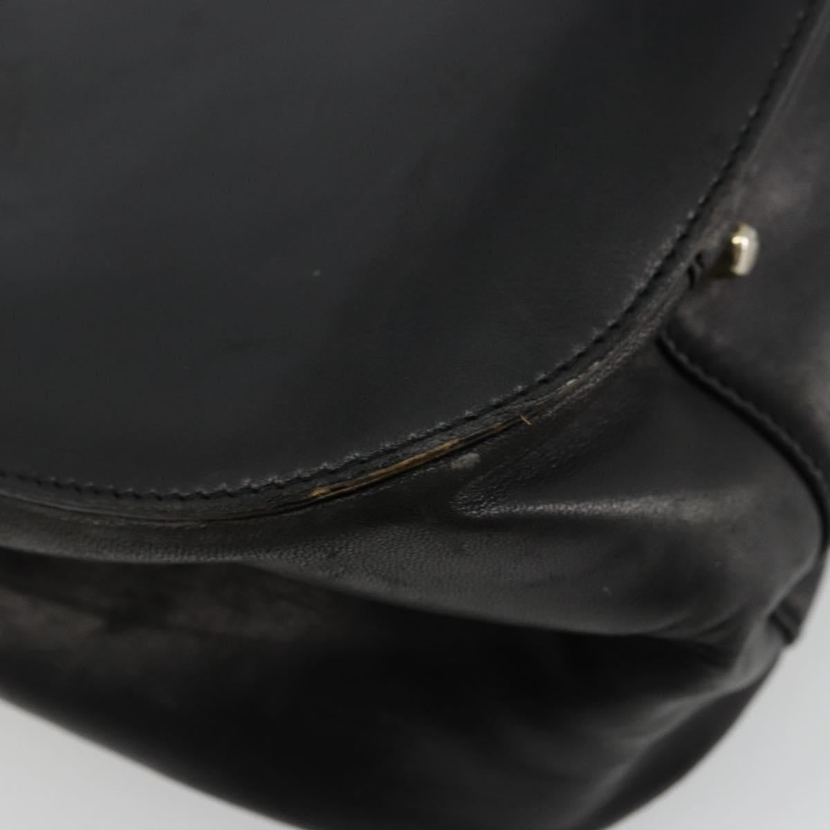 PRADA Hand Bag Leather Black Gold Auth bs34475