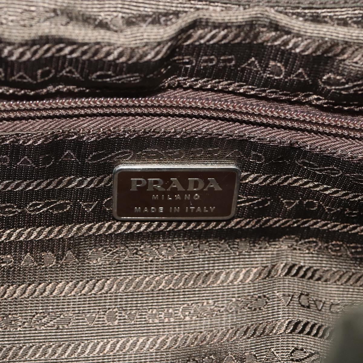 PRADA Backpack Nylon Khaki Silver Auth bs34477