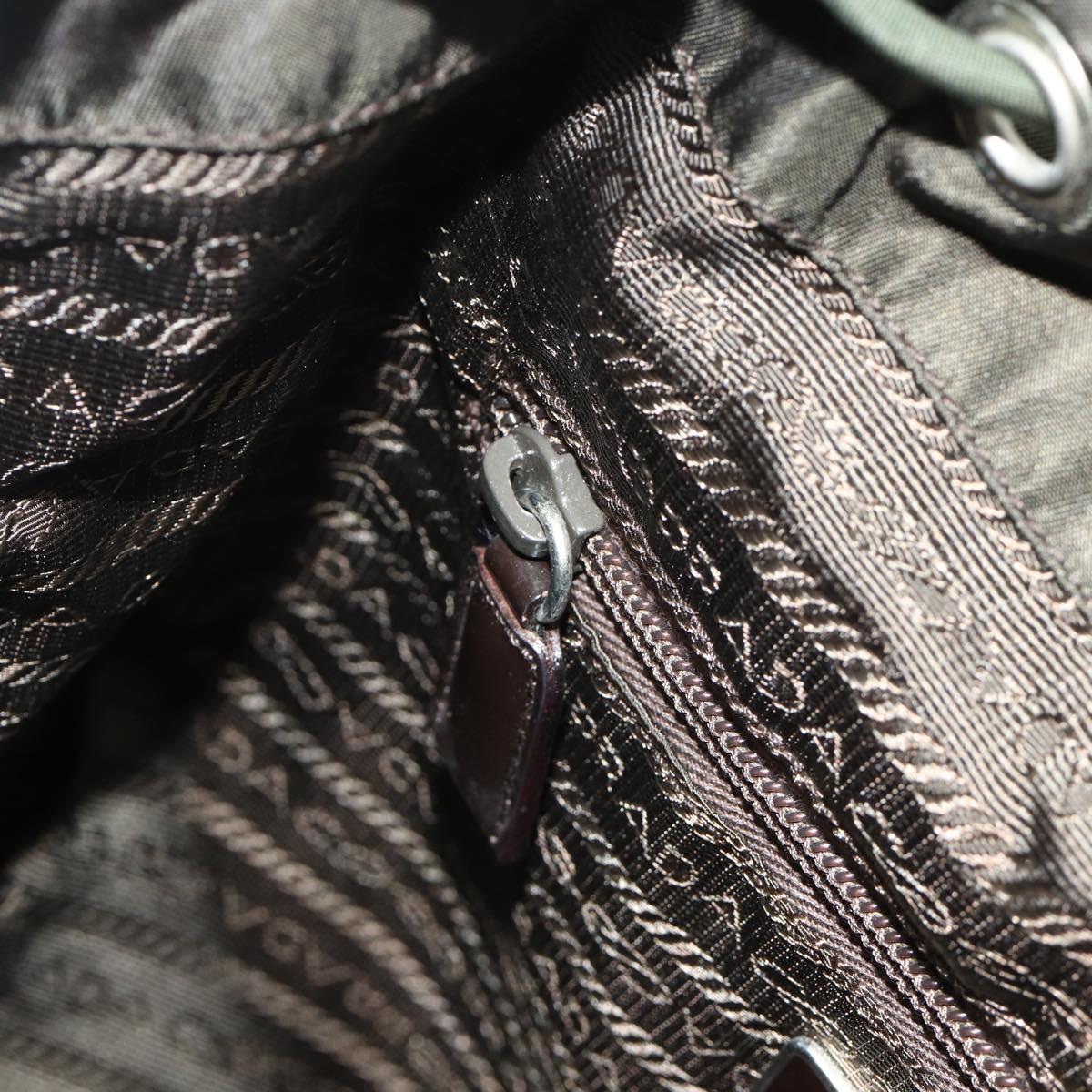 PRADA Backpack Nylon Khaki Silver Auth bs34477
