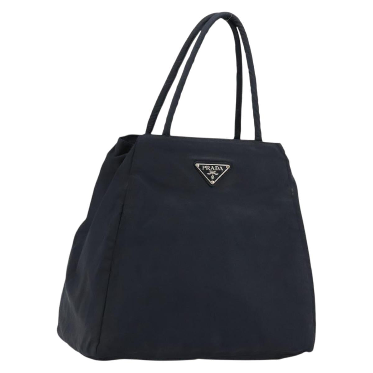 PRADA Hand Bag Nylon Navy Silver Auth bs34478