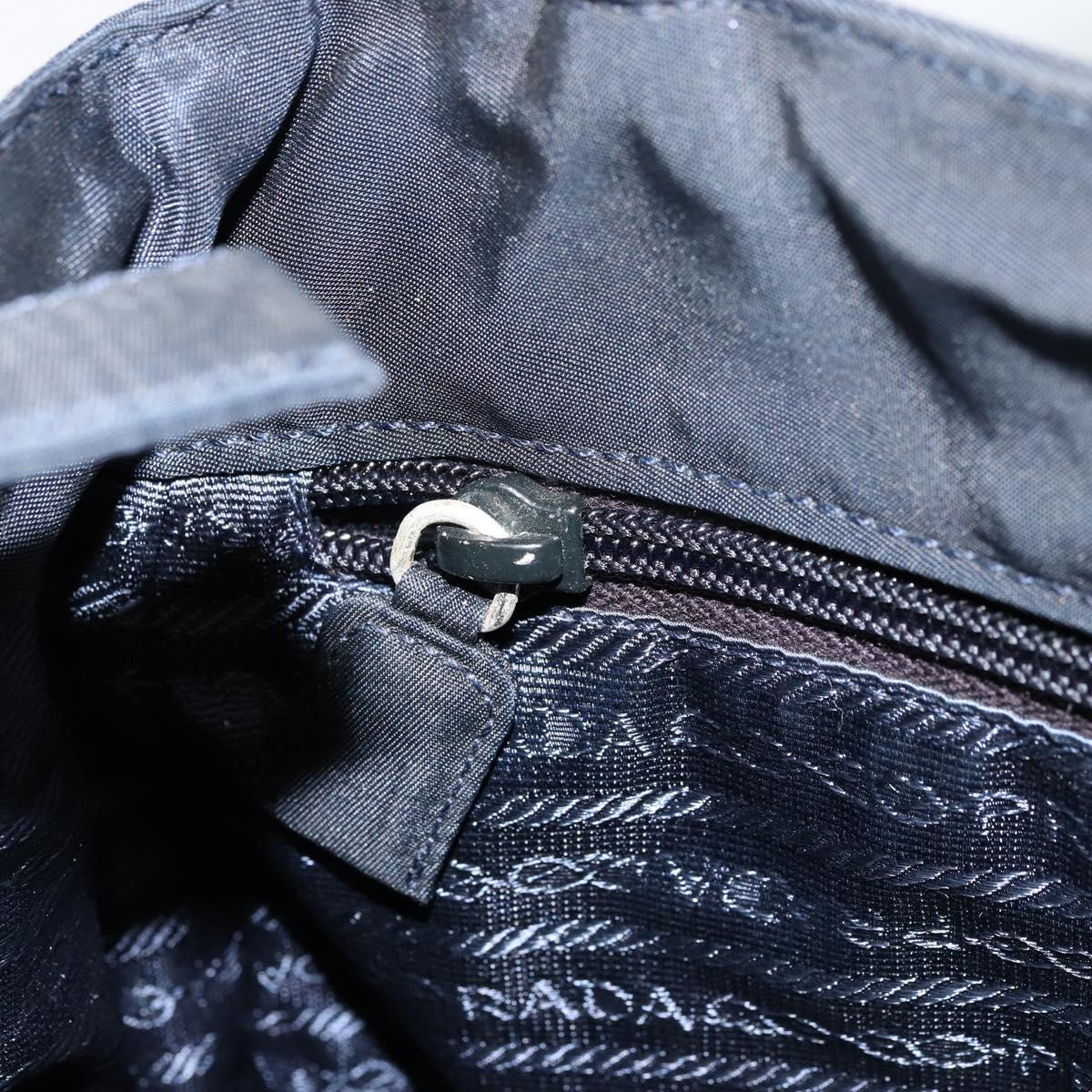 PRADA Hand Bag Nylon Navy Silver Auth bs34478
