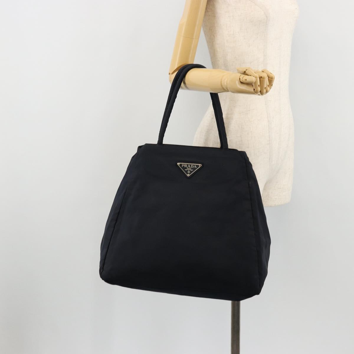 PRADA Hand Bag Nylon Navy Silver Auth bs34478