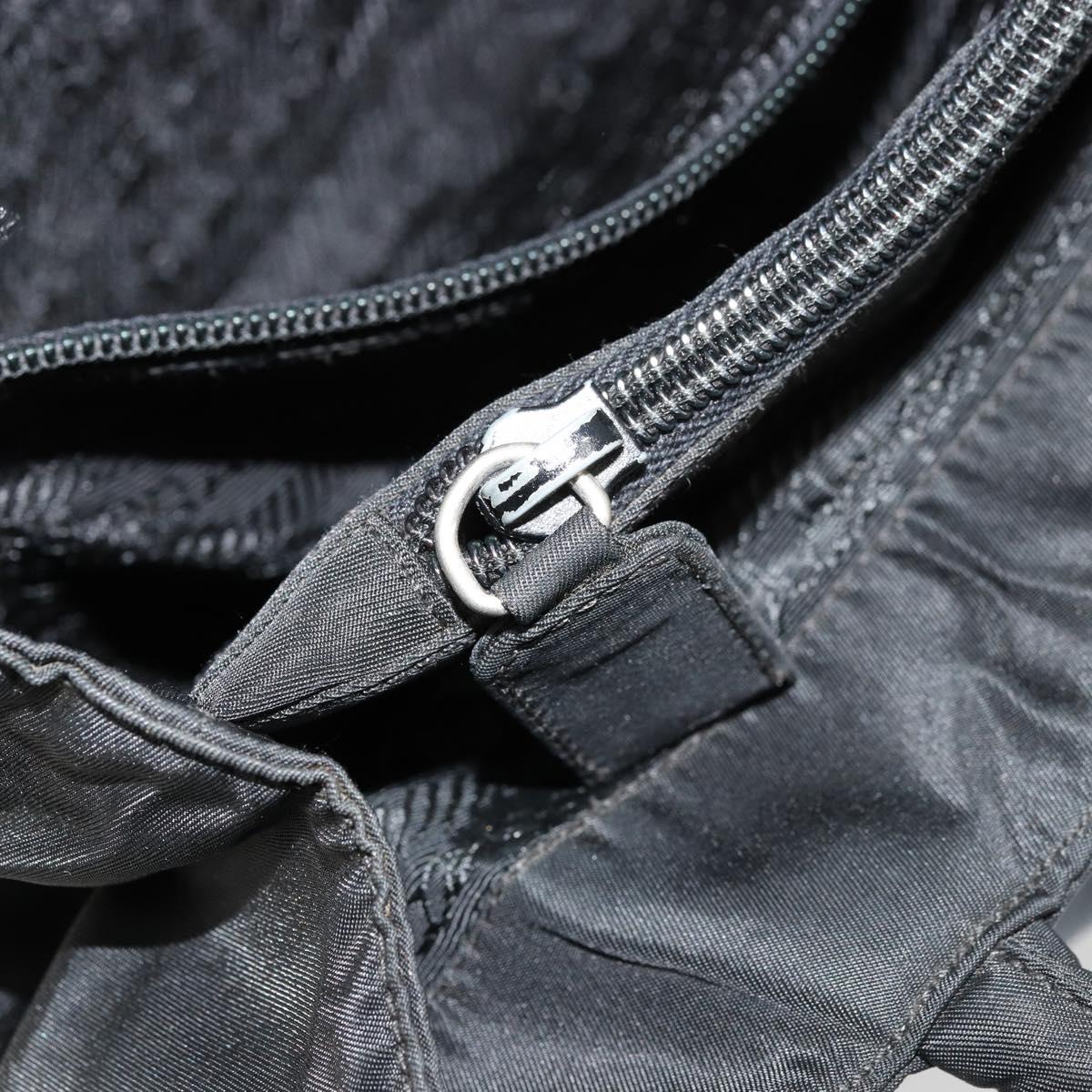 PRADA Hand Bag Nylon Black Silver Auth bs34479