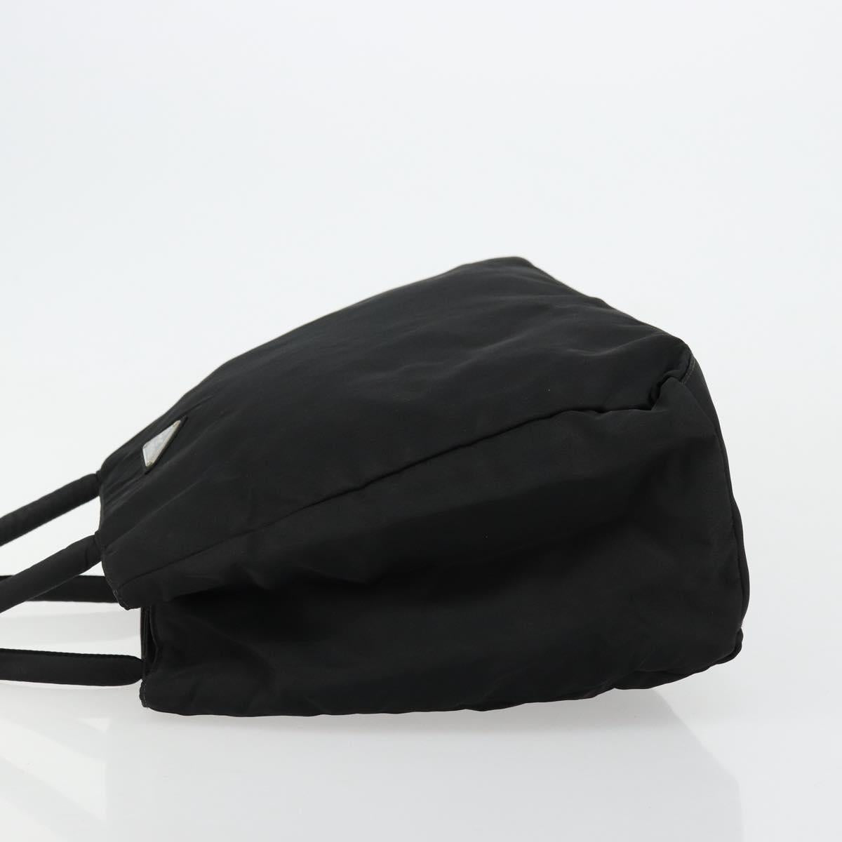 PRADA Hand Bag Nylon Black Silver Auth bs34479