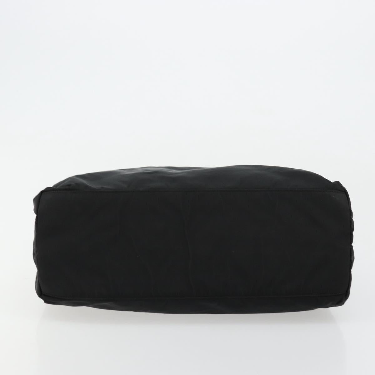 PRADA Hand Bag Nylon Black Silver Auth bs34479