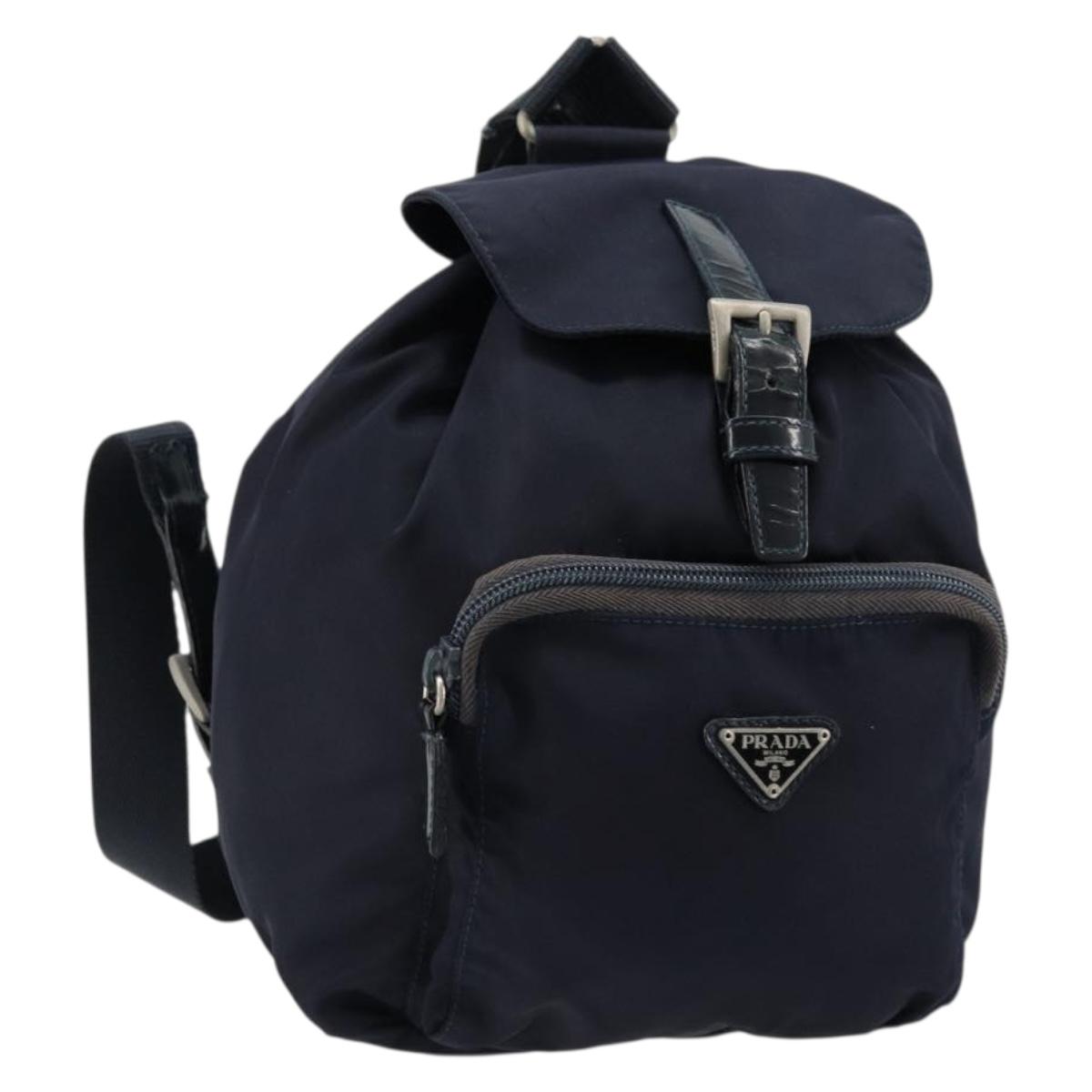 PRADA Backpack Nylon Navy Silver Auth bs34480