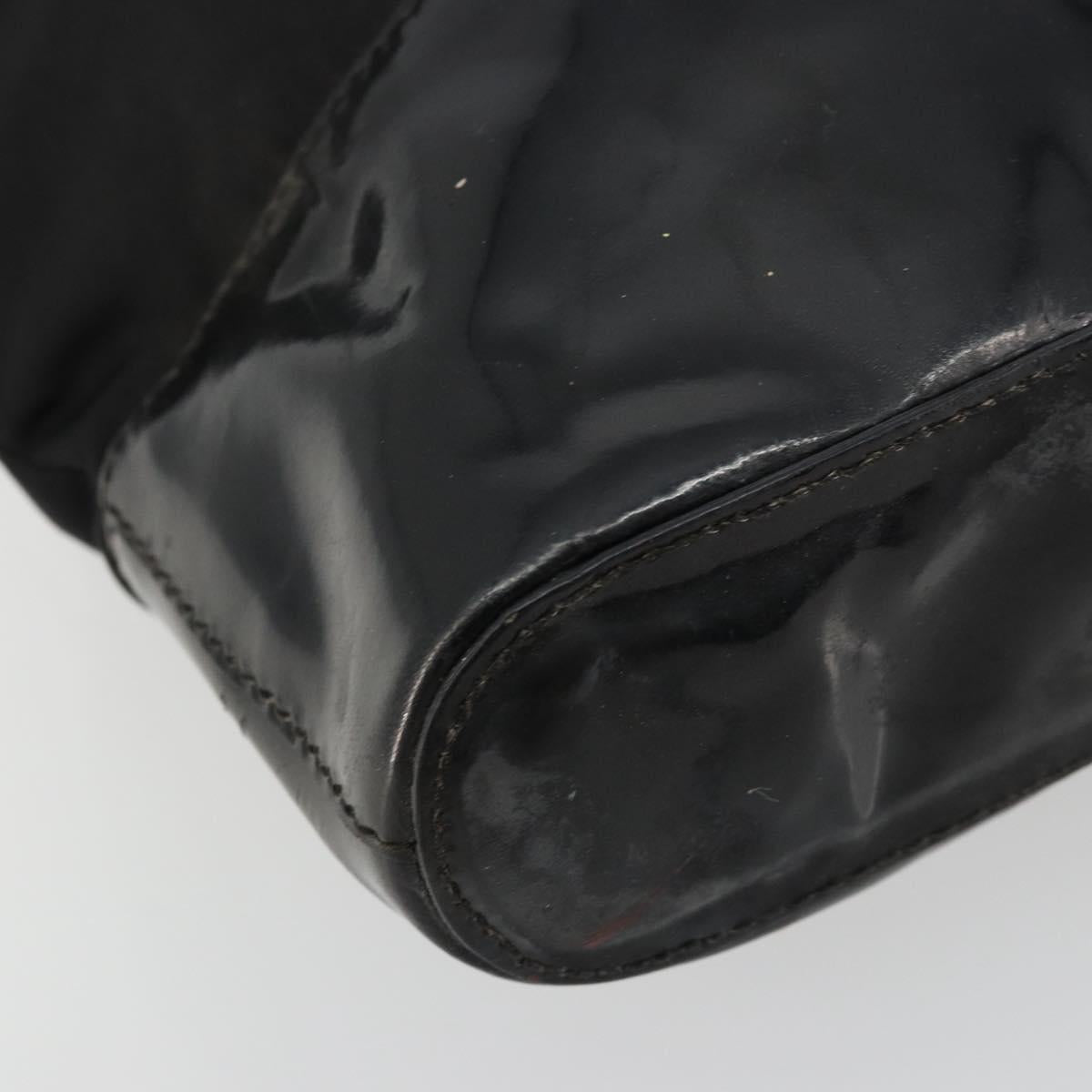 PRADA Hand Bag Nylon Black Silver Auth bs34484