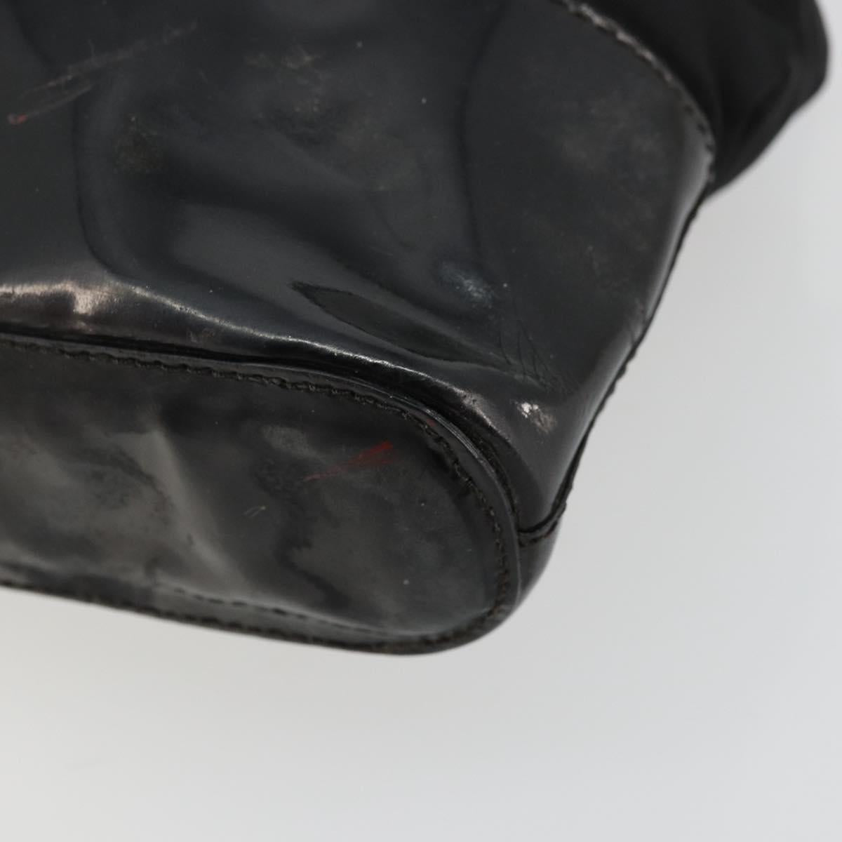 PRADA Hand Bag Nylon Black Silver Auth bs34484