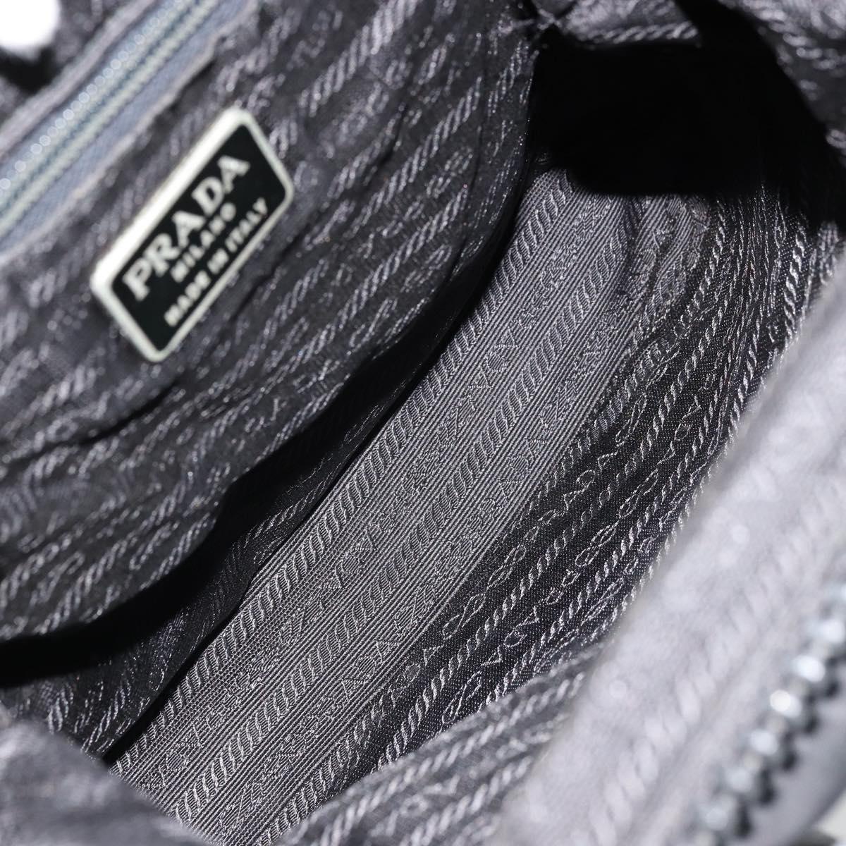 PRADA Hand Bag Nylon Black Silver Auth bs34484