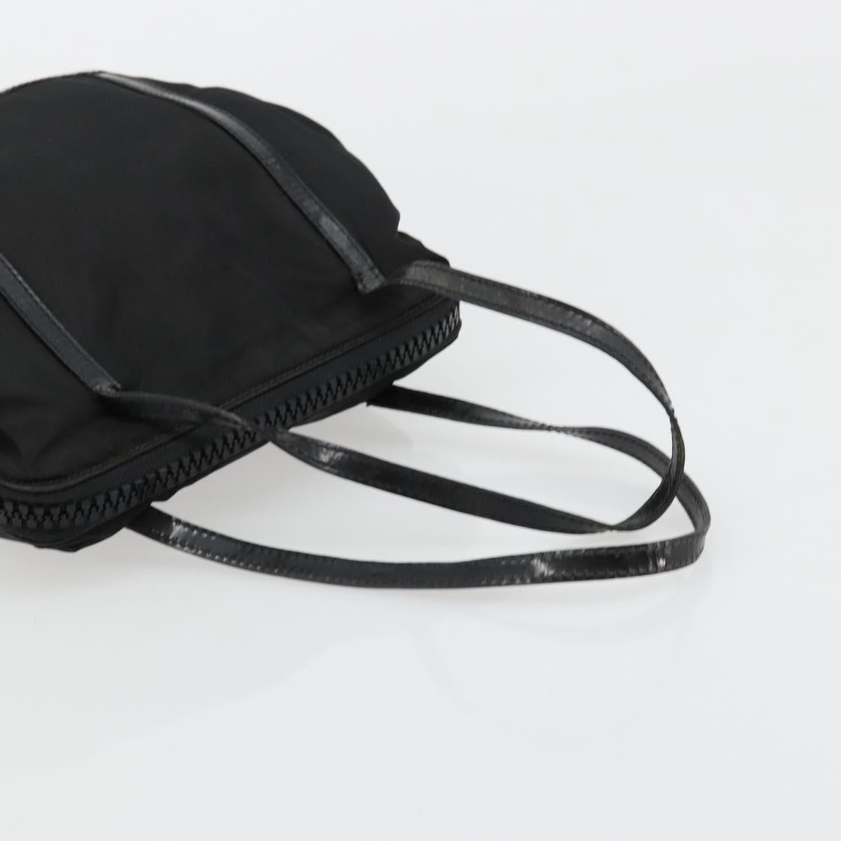 PRADA Hand Bag Nylon Black Silver Auth bs34484