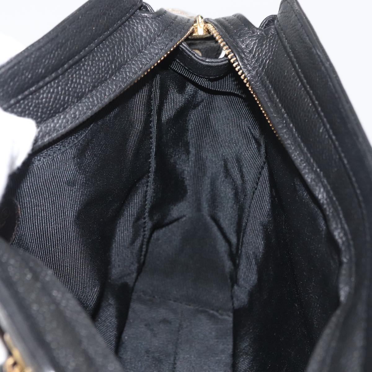 CHANEL Chain Tote Bag Caviar Skin Black Gold CC Auth bs34487A