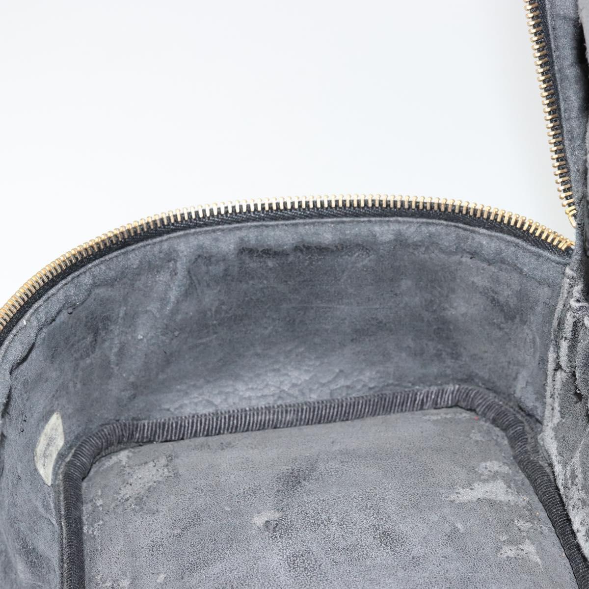 CHANEL Vanity Pouch Caviar Skin Black Gold CC Auth bs34489