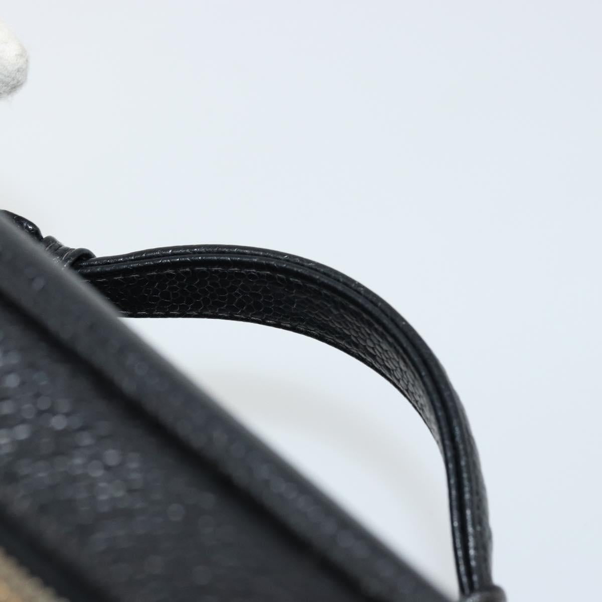 CHANEL Vanity Pouch Caviar Skin Black Gold CC Auth bs34489