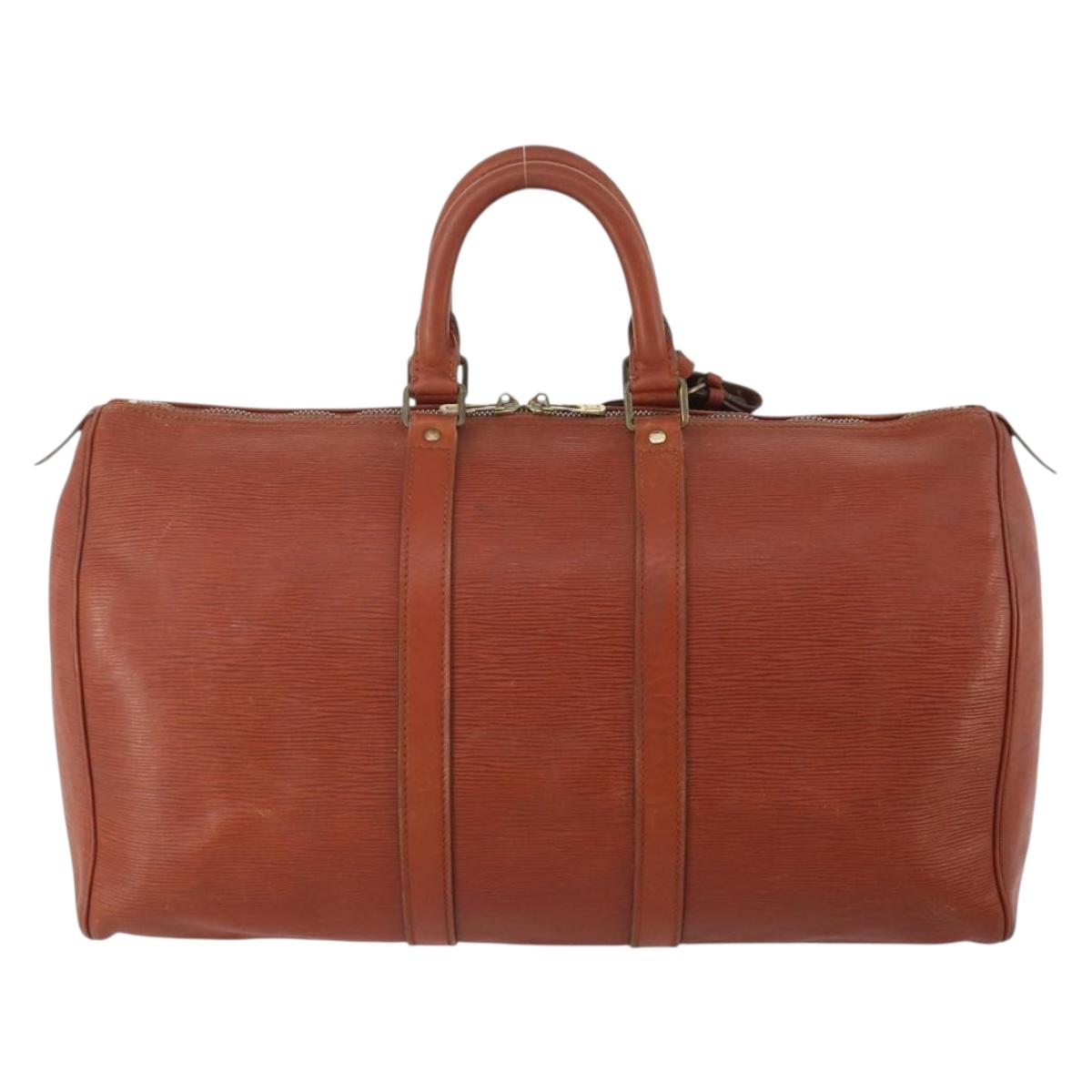 LOUIS VUITTON Epi Keepall 45 Boston Bag Brown M42978 LV Auth bs34491