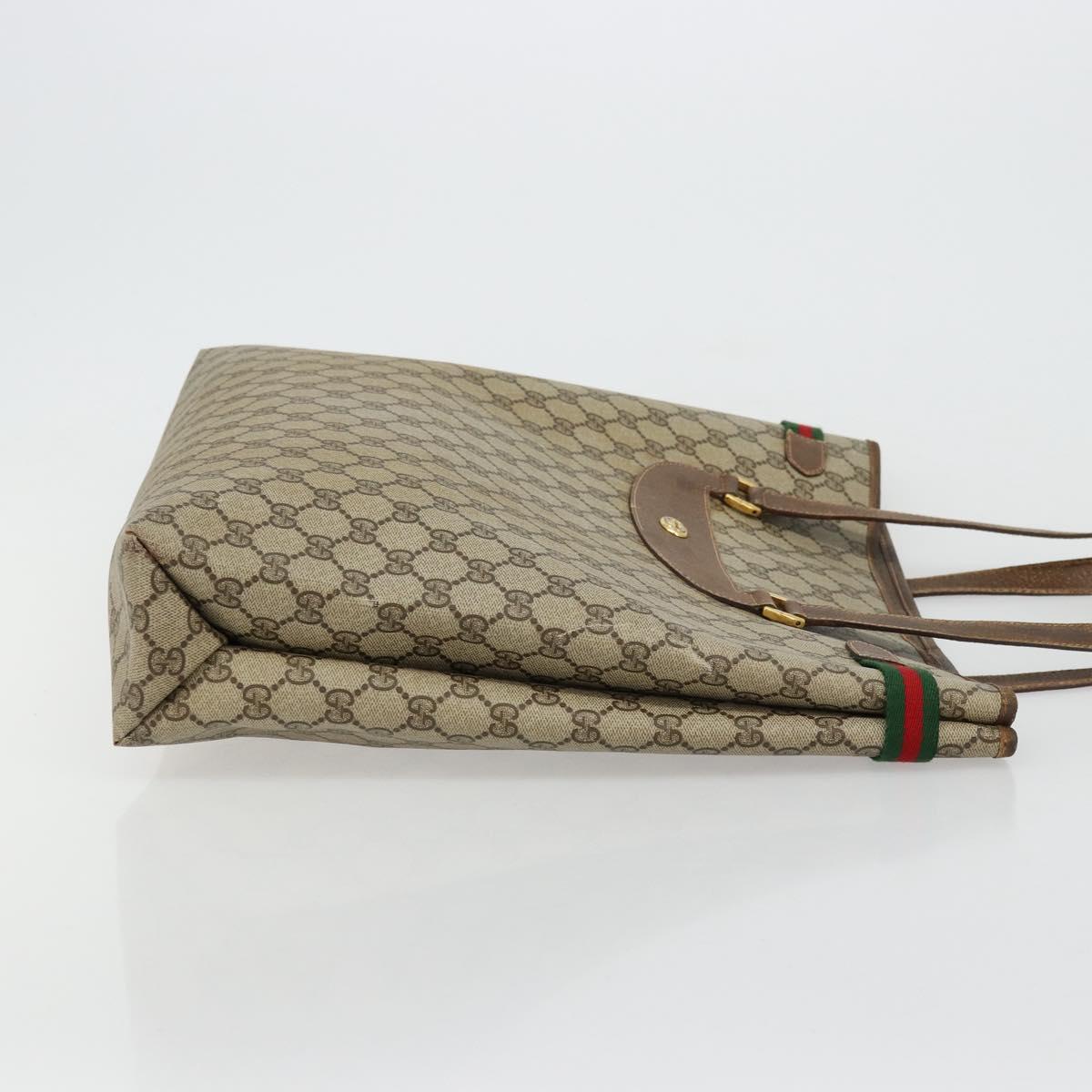 GUCCI GG Supreme Web Sherry Line Tote Bag PVC Beige Gold 39 02 091 Auth bs34492