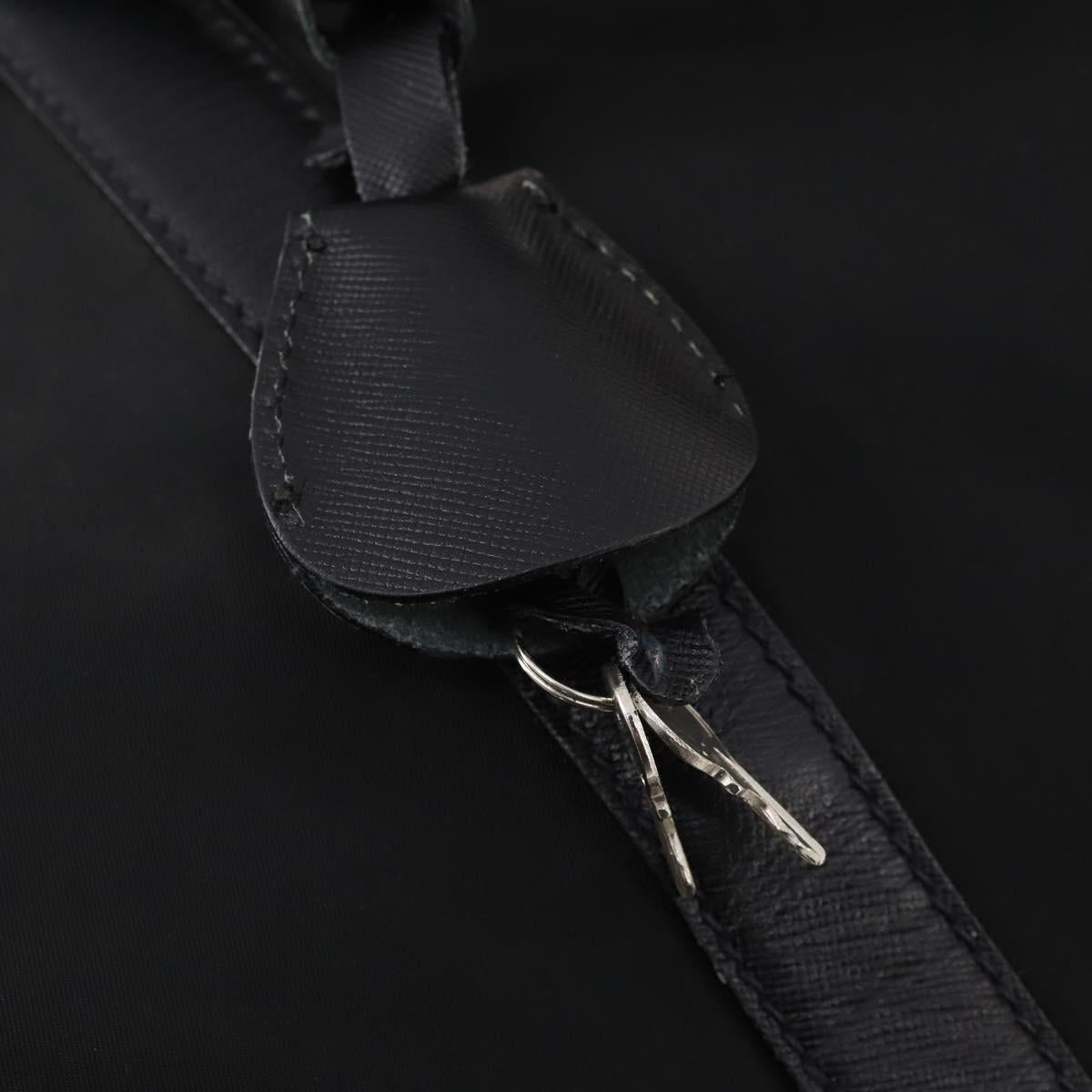 PRADA Boston Bag Nylon Black Silver Auth bs34493