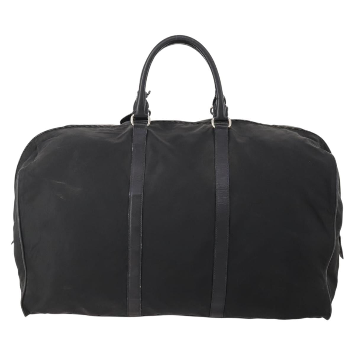 PRADA Boston Bag Nylon Black Silver Auth bs34493