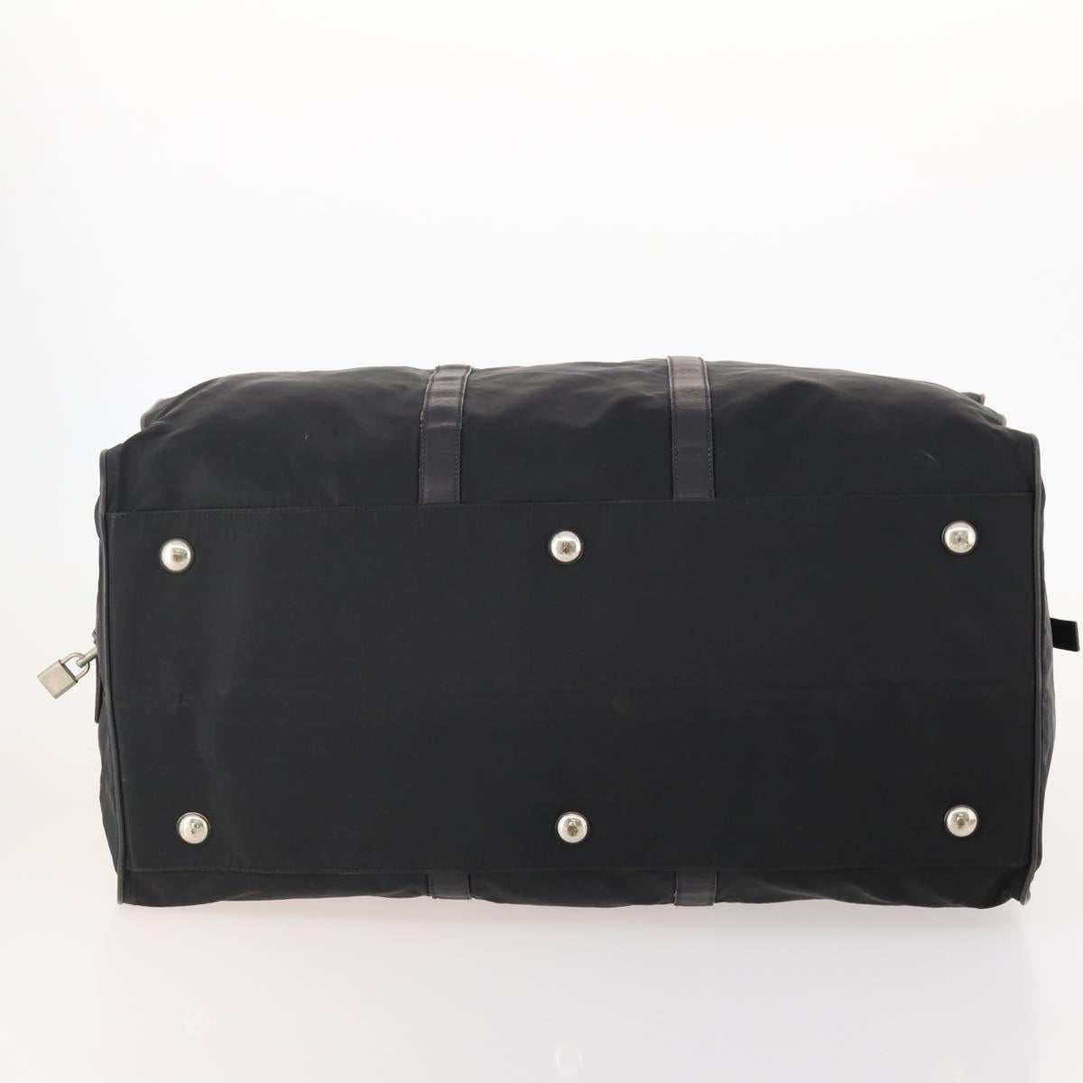 PRADA Boston Bag Nylon Black Silver Auth bs34493
