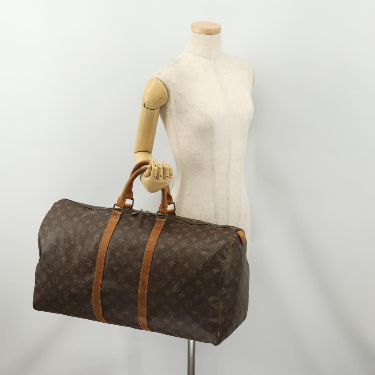 LOUIS VUITTON Monogram Keepall 55 Boston Bag M41424 LV Auth bs34503