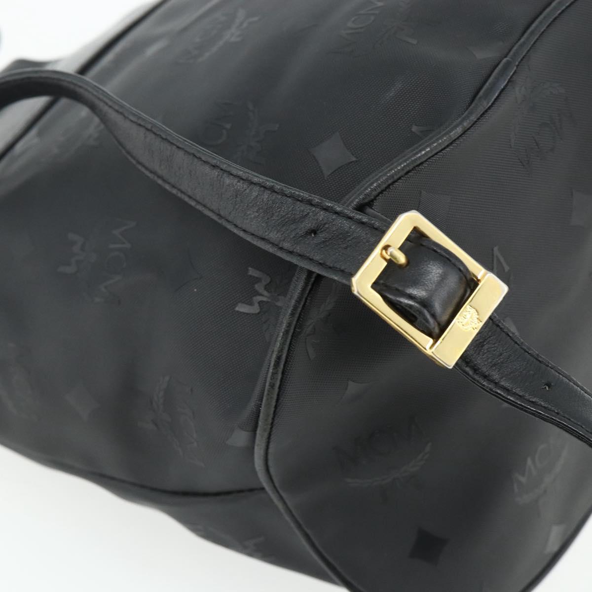 MCM Vicetos Logogram Backpack PVC Black Gold Auth bs34507