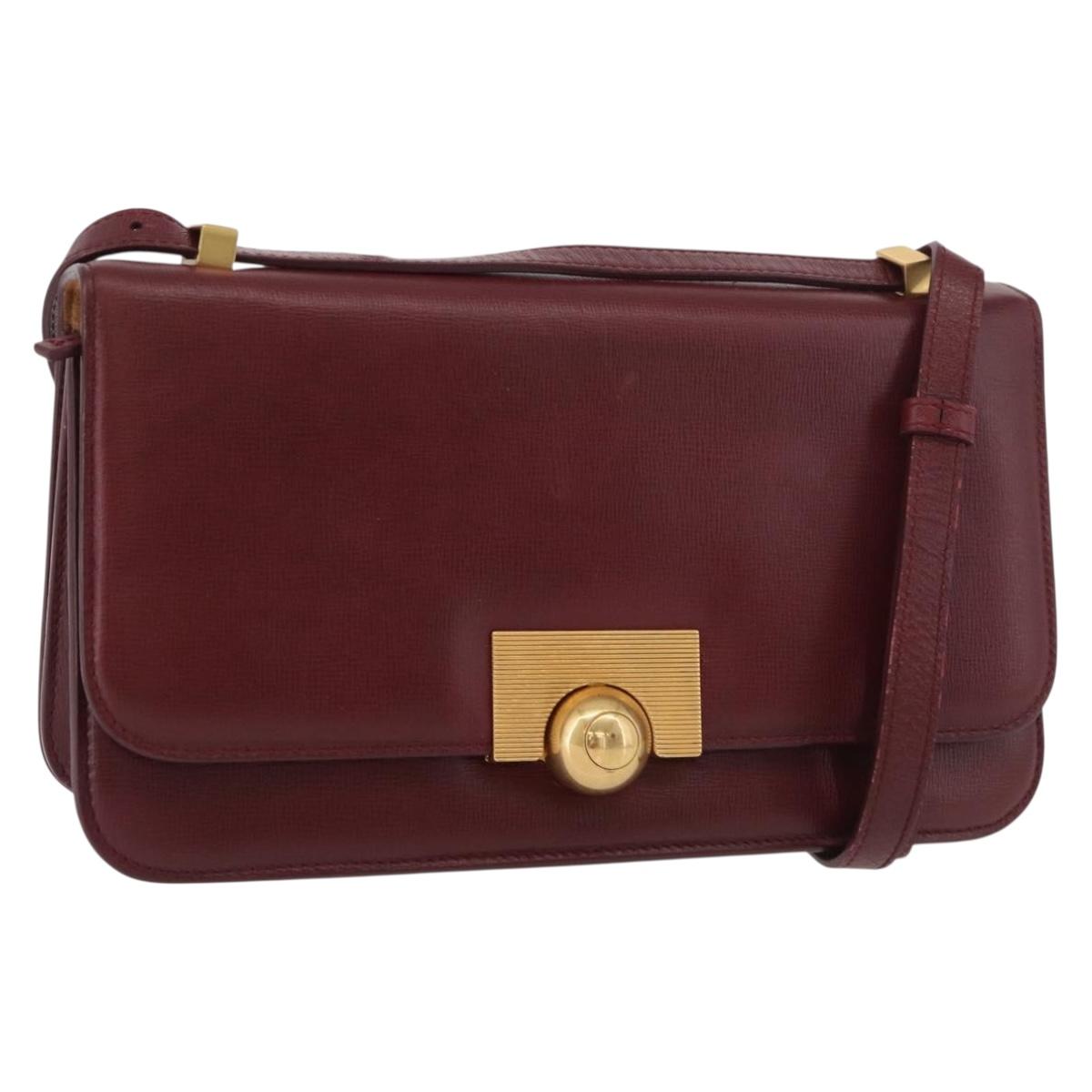BOTTEGA VENETA Shoulder Bag Leather Bordeaux Gold Auth bs34508A