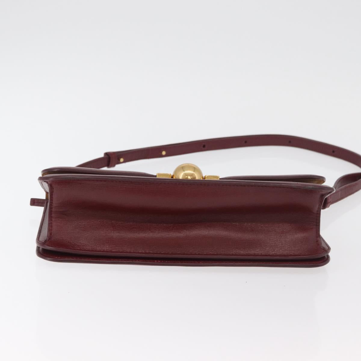 BOTTEGA VENETA Shoulder Bag Leather Bordeaux Gold Auth bs34508A