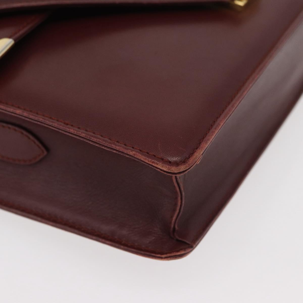 CARTIER Must Line Shoulder Bag Leather Bordeaux Gold Auth bs34509
