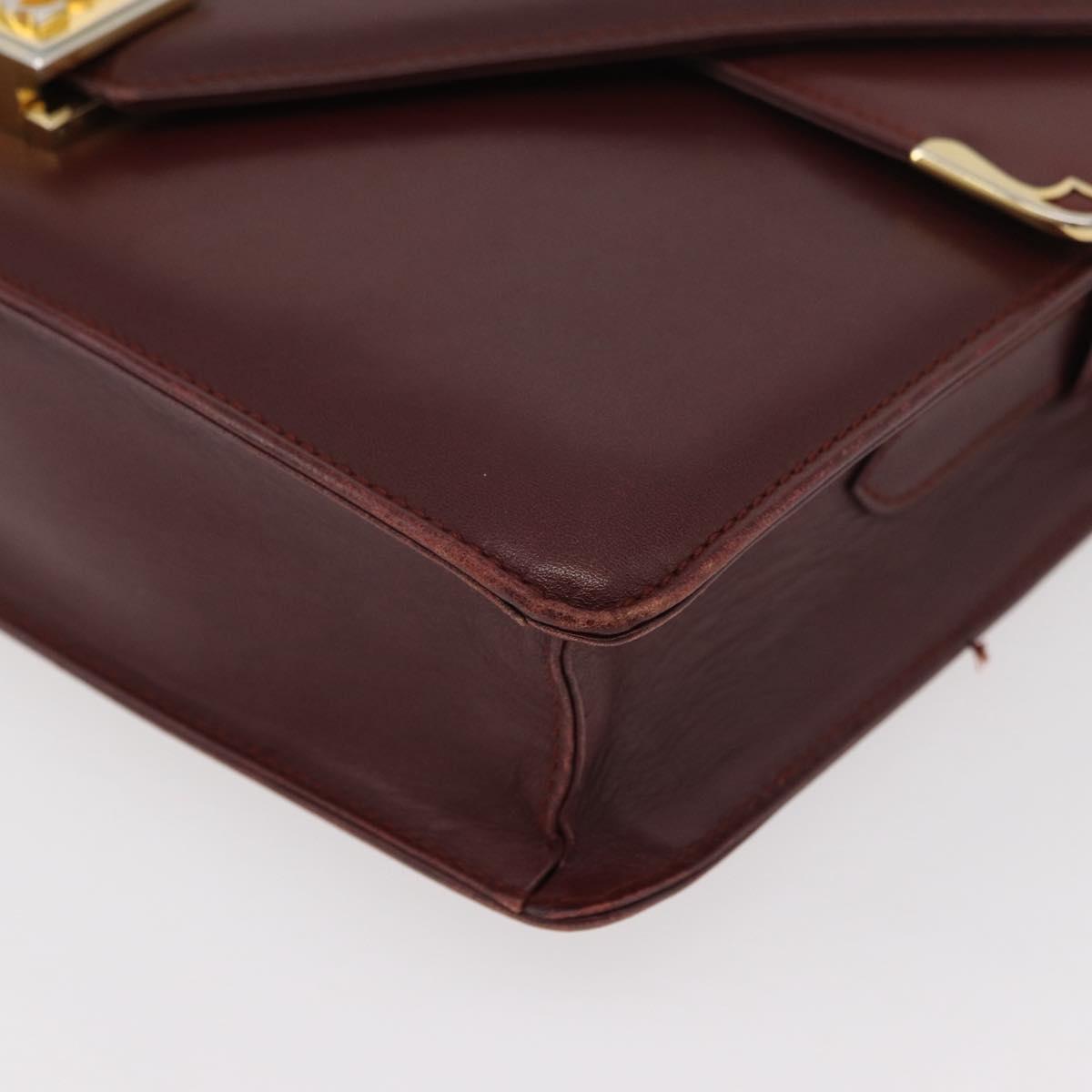 CARTIER Must Line Shoulder Bag Leather Bordeaux Gold Auth bs34509
