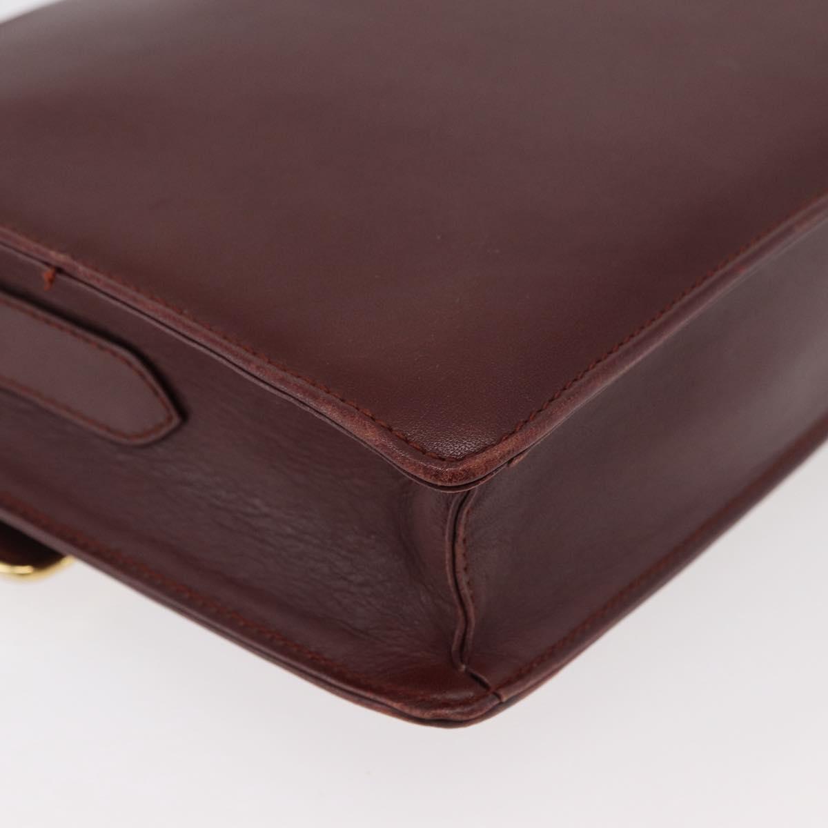 CARTIER Must Line Shoulder Bag Leather Bordeaux Gold Auth bs34509