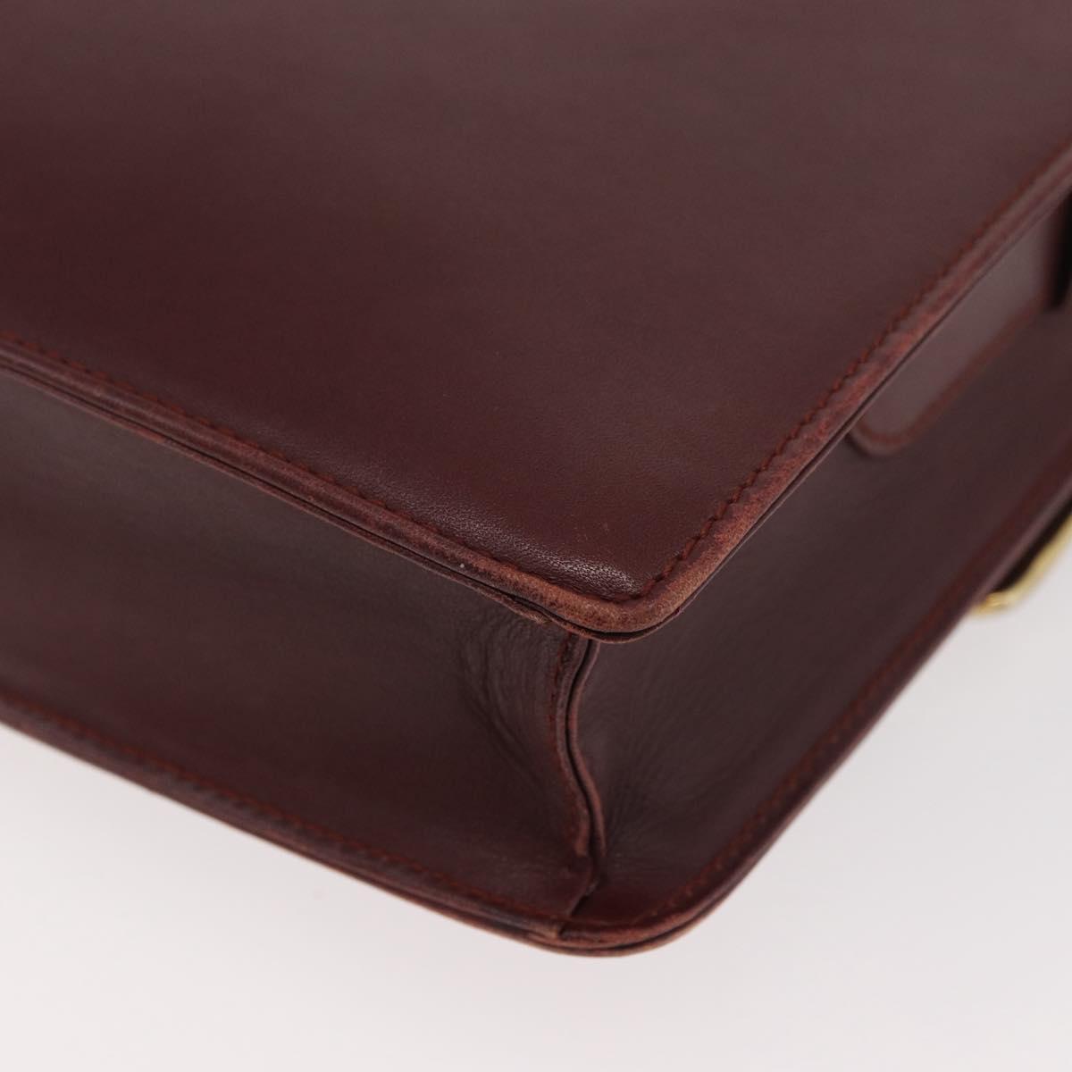CARTIER Must Line Shoulder Bag Leather Bordeaux Gold Auth bs34509