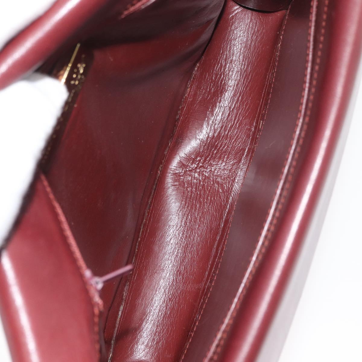 CARTIER Must Line Shoulder Bag Leather Bordeaux Gold Auth bs34509