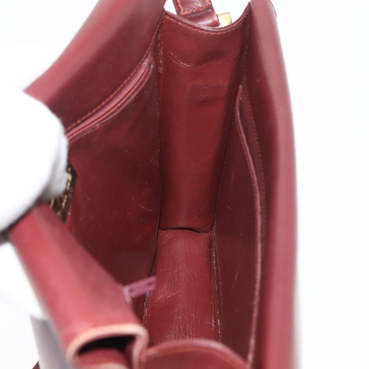 CARTIER Must Line Shoulder Bag Leather Bordeaux Gold Auth bs34509