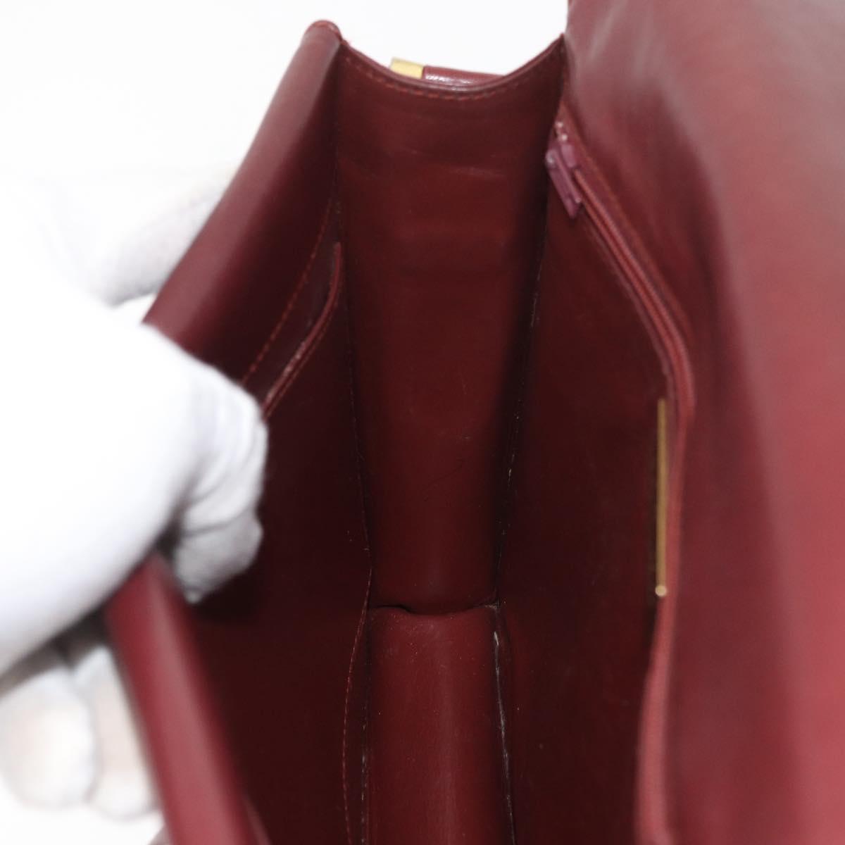 CARTIER Must Line Shoulder Bag Leather Bordeaux Gold Auth bs34509