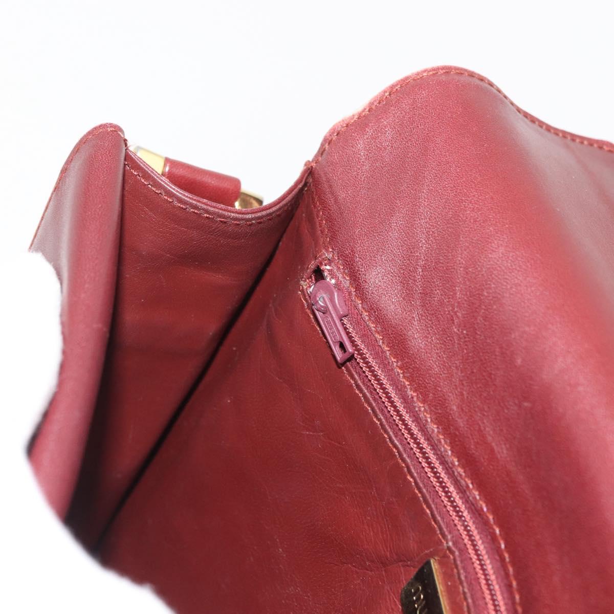 CARTIER Must Line Shoulder Bag Leather Bordeaux Gold Auth bs34509