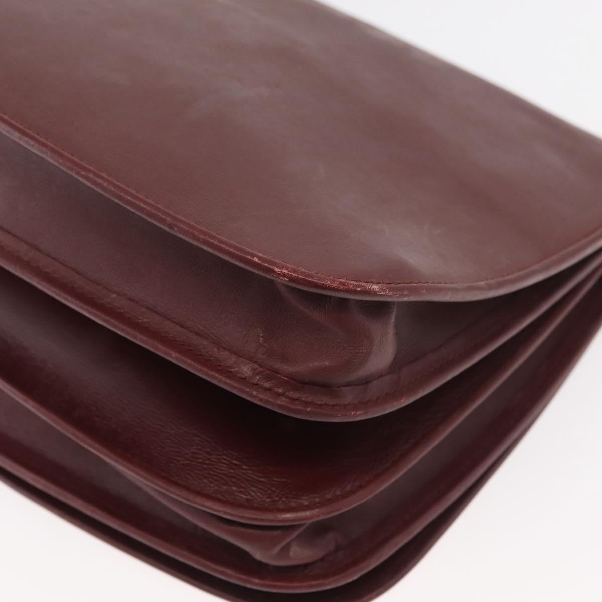 CARTIER Must Line Shoulder Bag Leather Bordeaux Gold Auth bs34510
