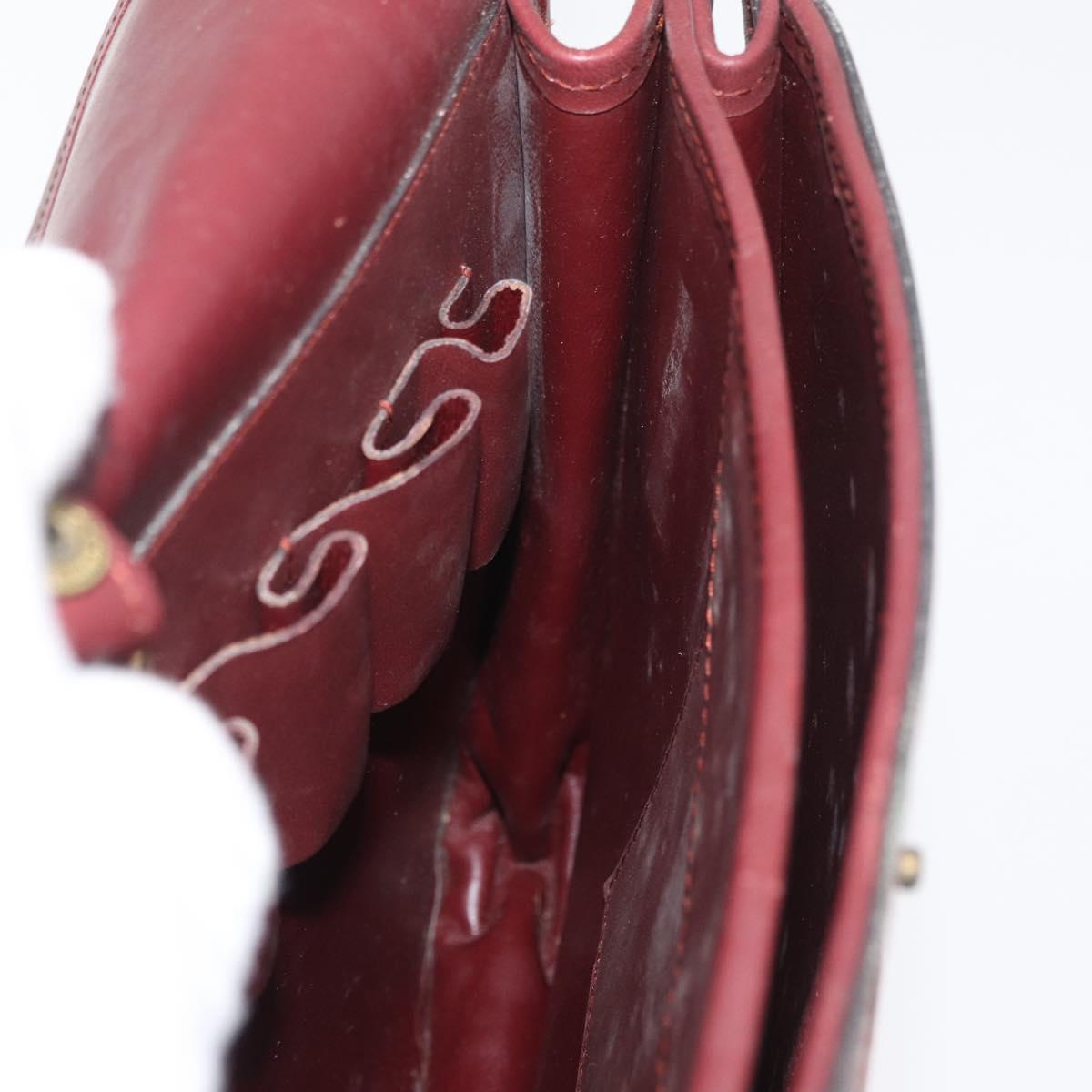 CARTIER Must Line Shoulder Bag Leather Bordeaux Gold Auth bs34510