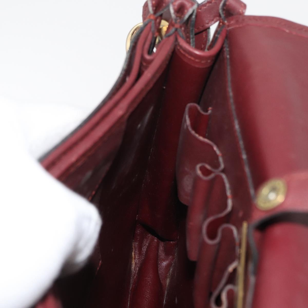 CARTIER Must Line Shoulder Bag Leather Bordeaux Gold Auth bs34510