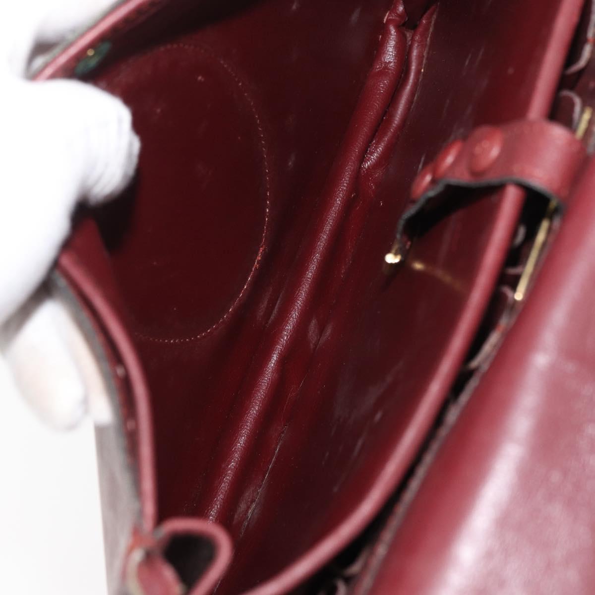 CARTIER Must Line Shoulder Bag Leather Bordeaux Gold Auth bs34510