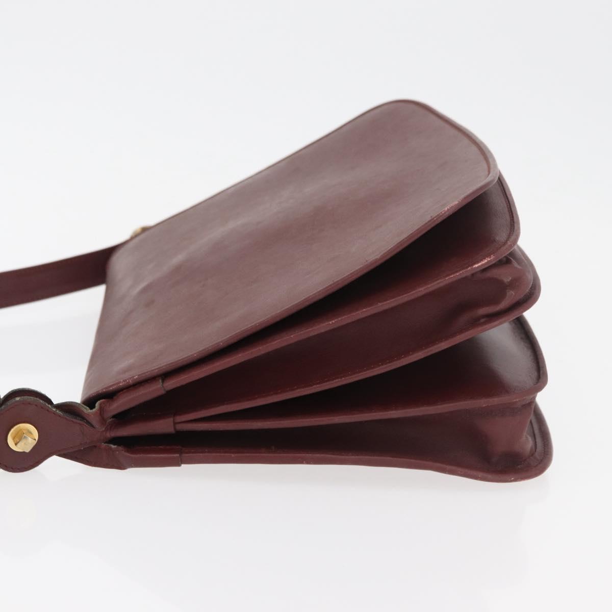 CARTIER Must Line Shoulder Bag Leather Bordeaux Gold Auth bs34510